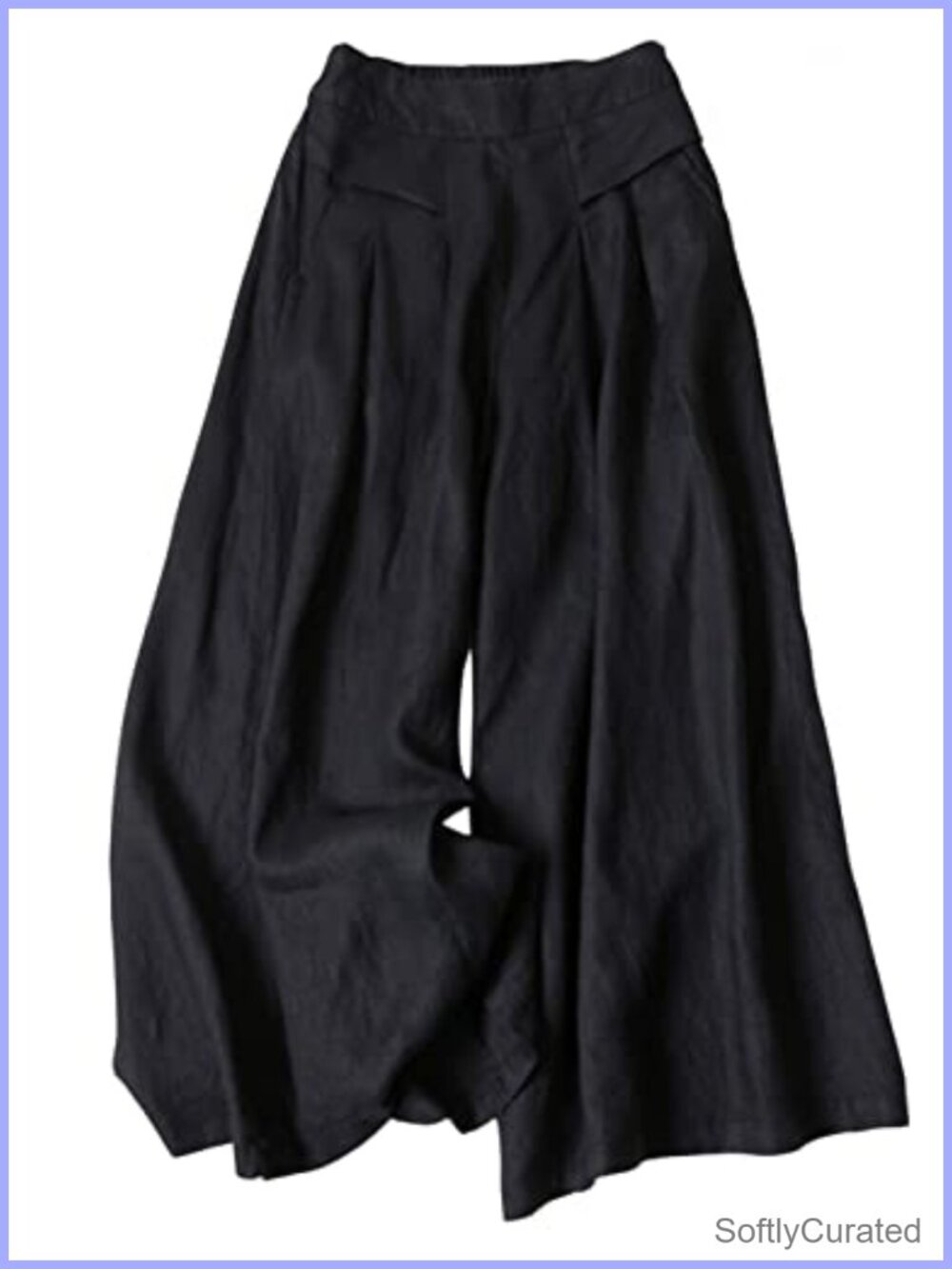 Cotton Linen Wide Leg Capri Palazzo Pants High Rise Pull On Loose Fit